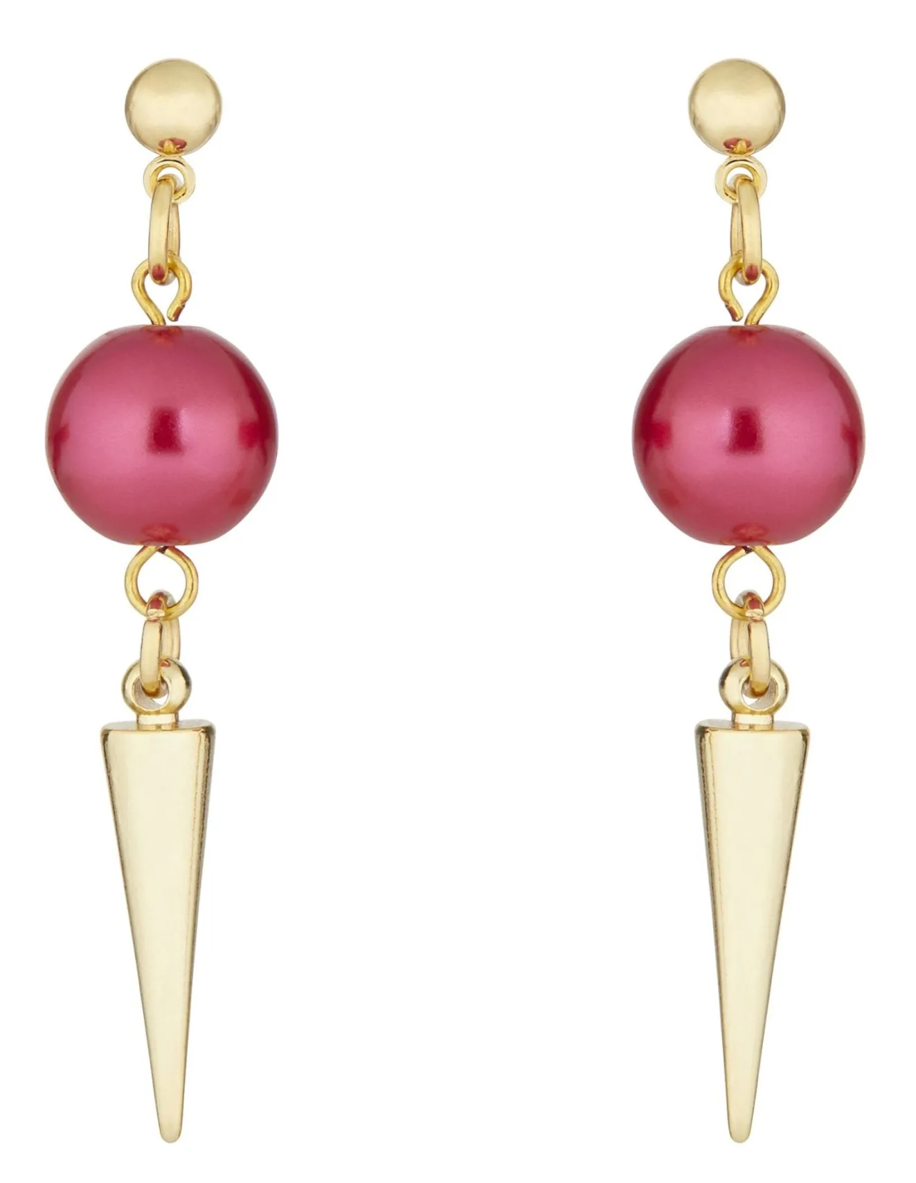 Strike Out Ageism Charity Crystal Pink Pearl & Gold Plated Spike Earrings