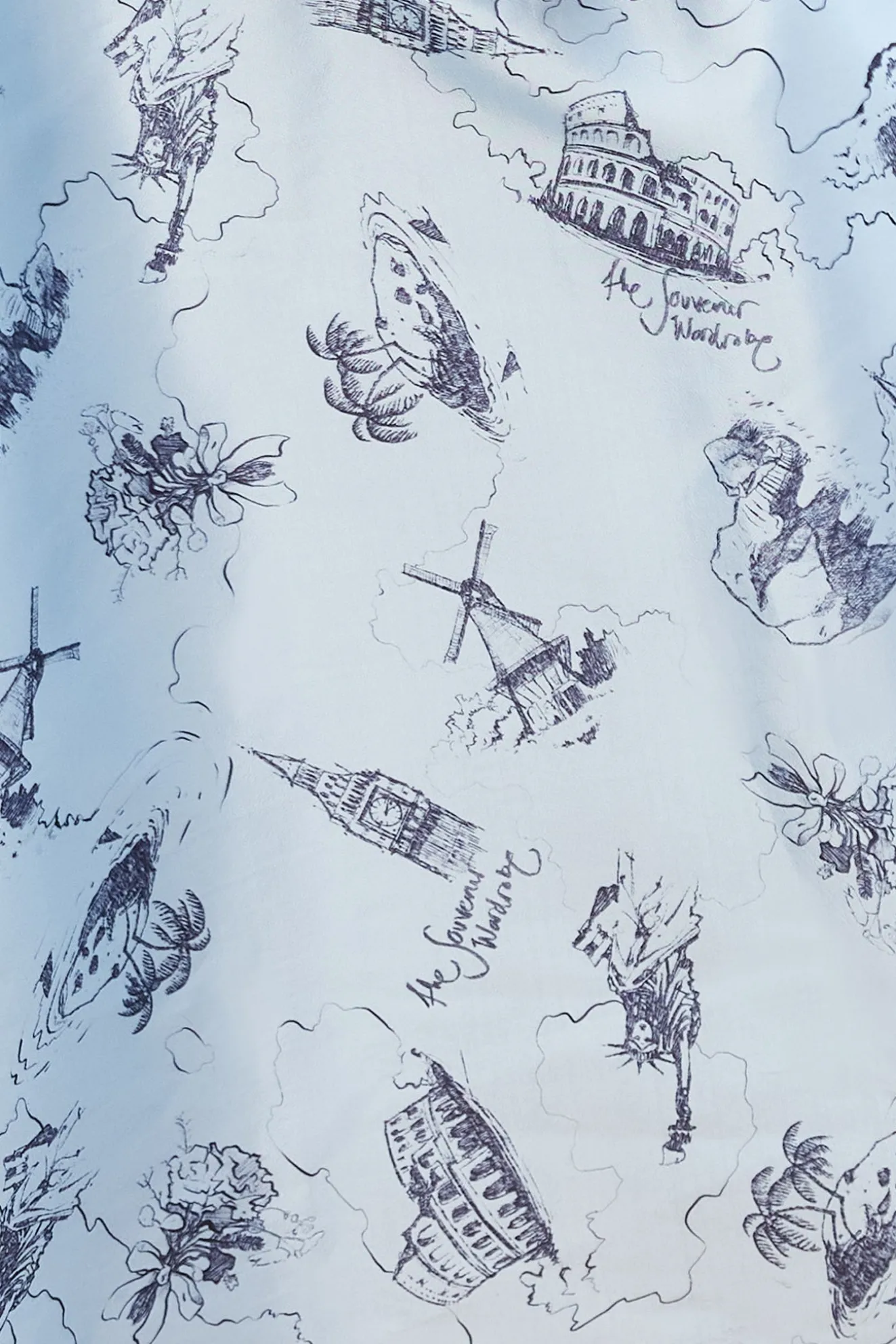 Stella Nova Juna Printed Blue Midi Skirt