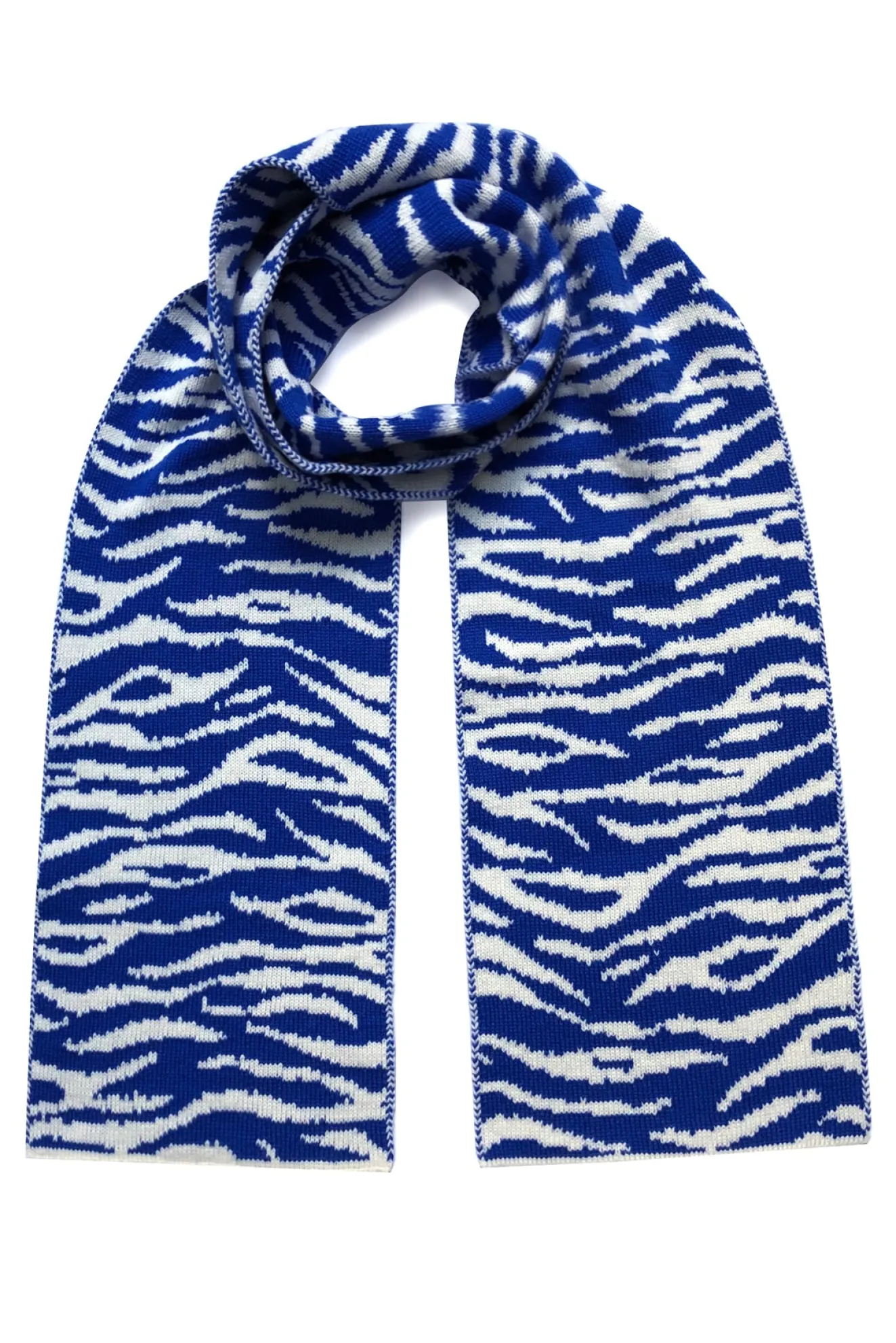 Tiger Stripe Wool & Cashmere Blue Scarf