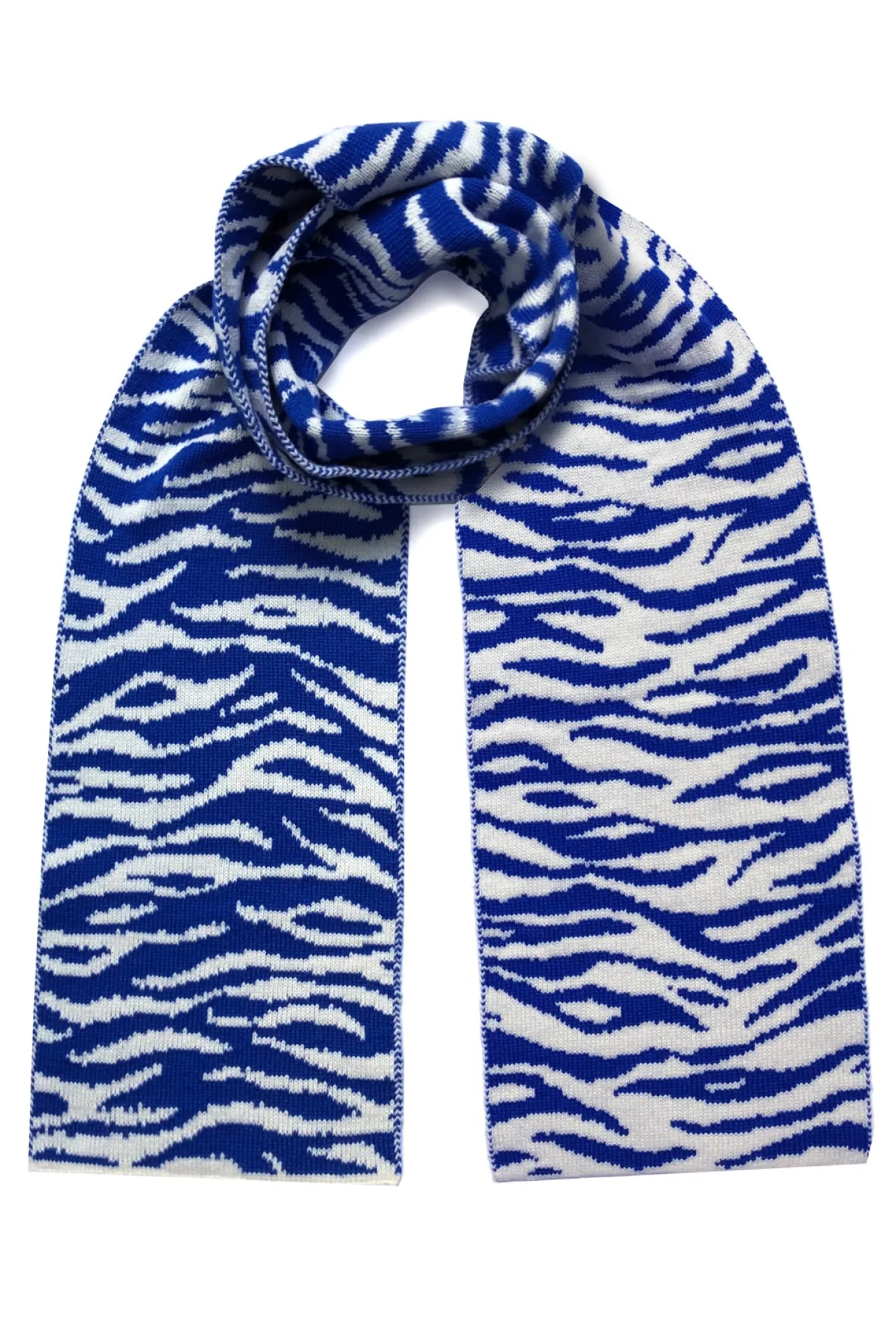 Tiger Stripe Wool & Cashmere Blue Scarf