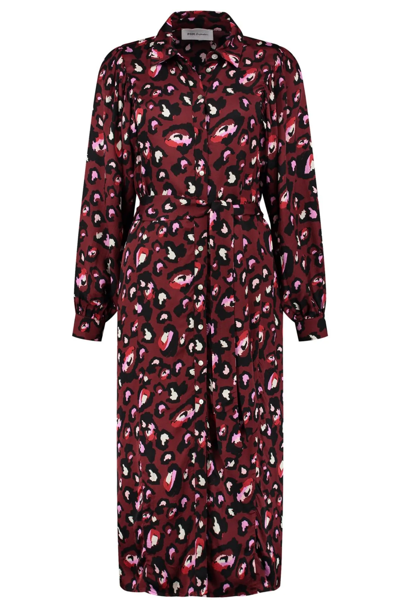 Pom Amsterdam Leopard Print Red Midi Dress