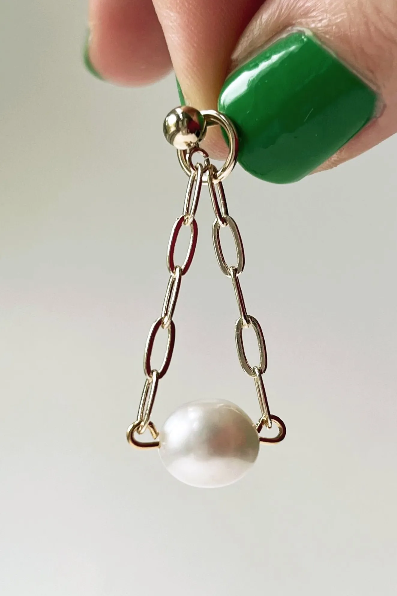 Trapeze Pearl Drop Gold Hoop Earrings