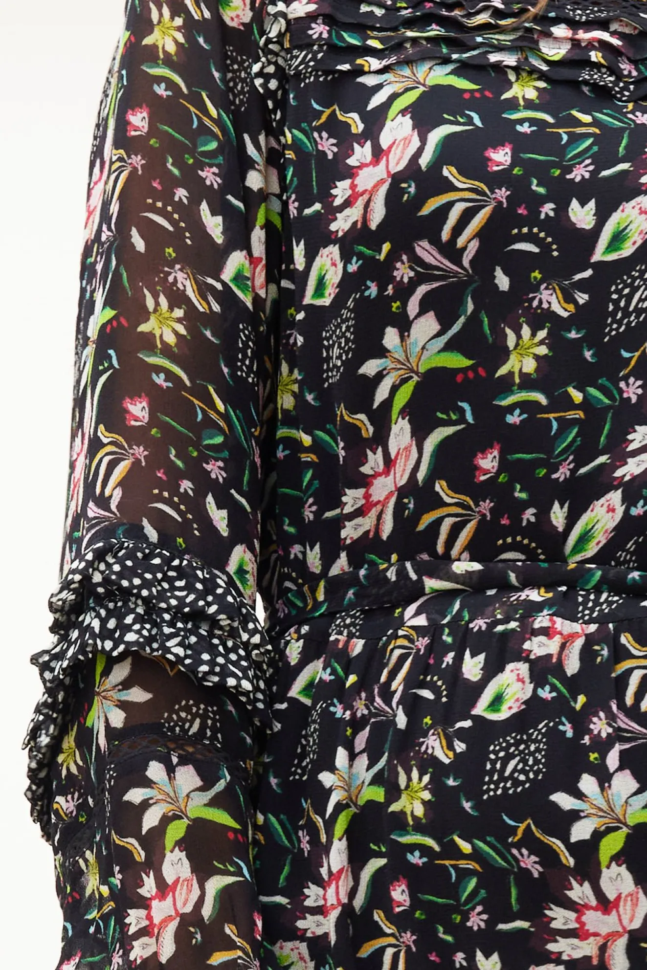 Pom Amsterdam Flowers Blaze Anthracite Midi Dress