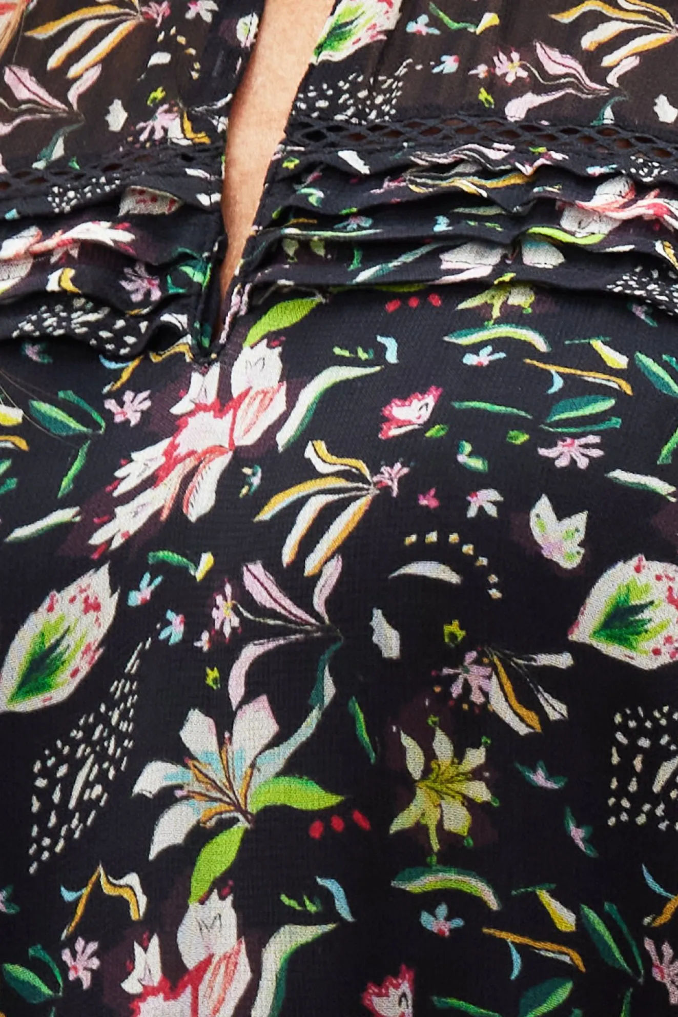 Pom Amsterdam Flowers Blaze Anthracite Midi Dress