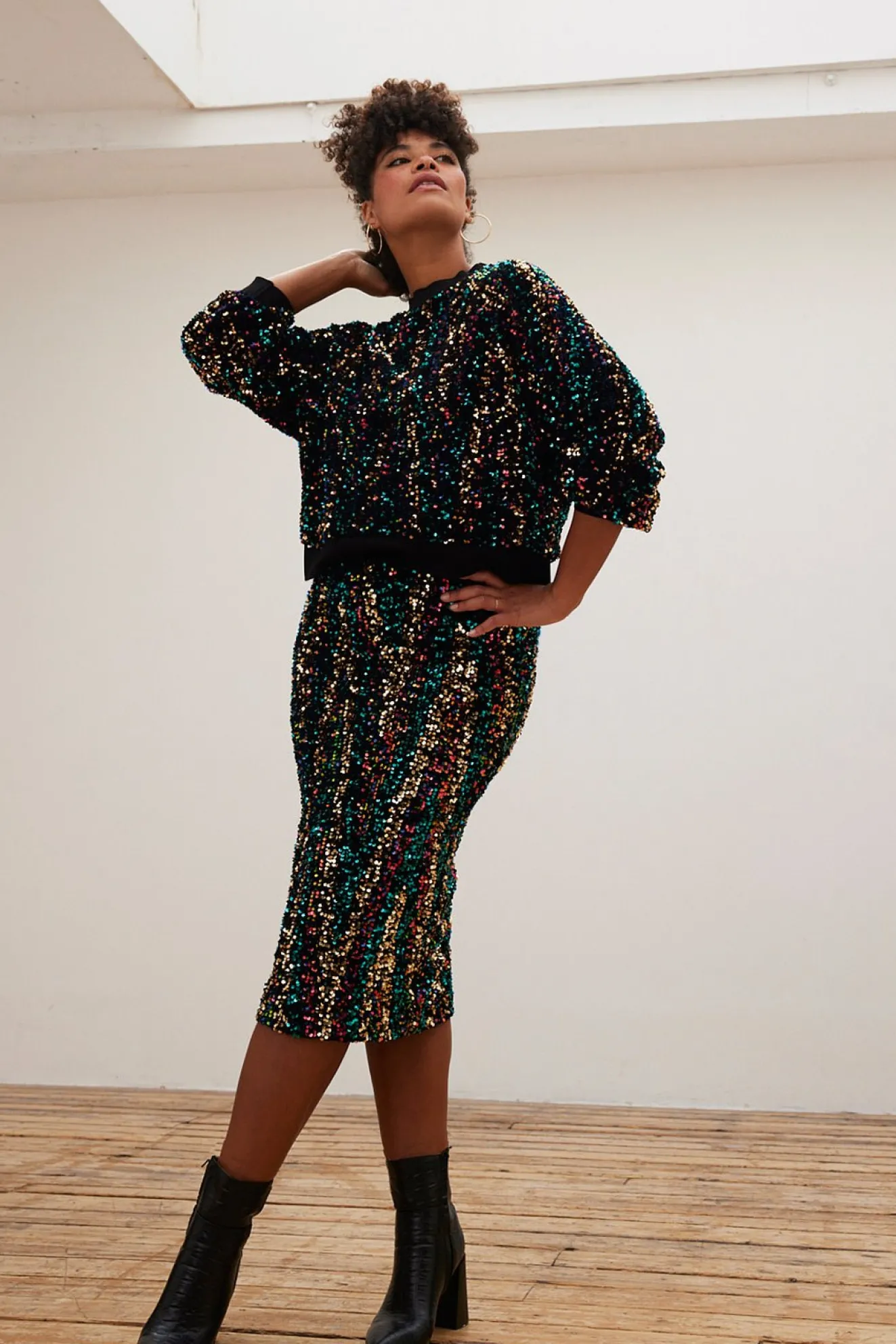 Stella Nova Camma Sequin Midi Skirt