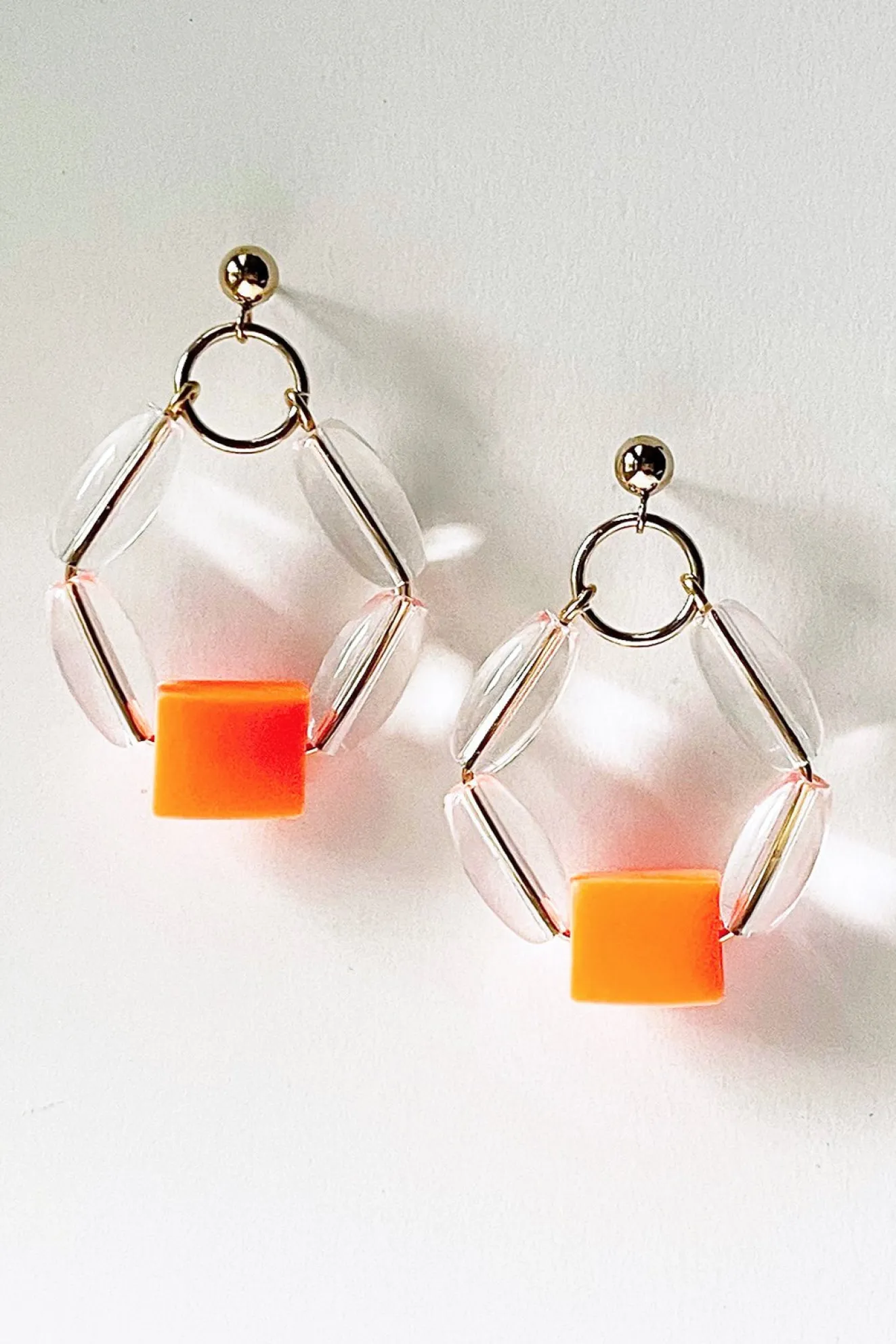Bubble Orange Hoop Earrings