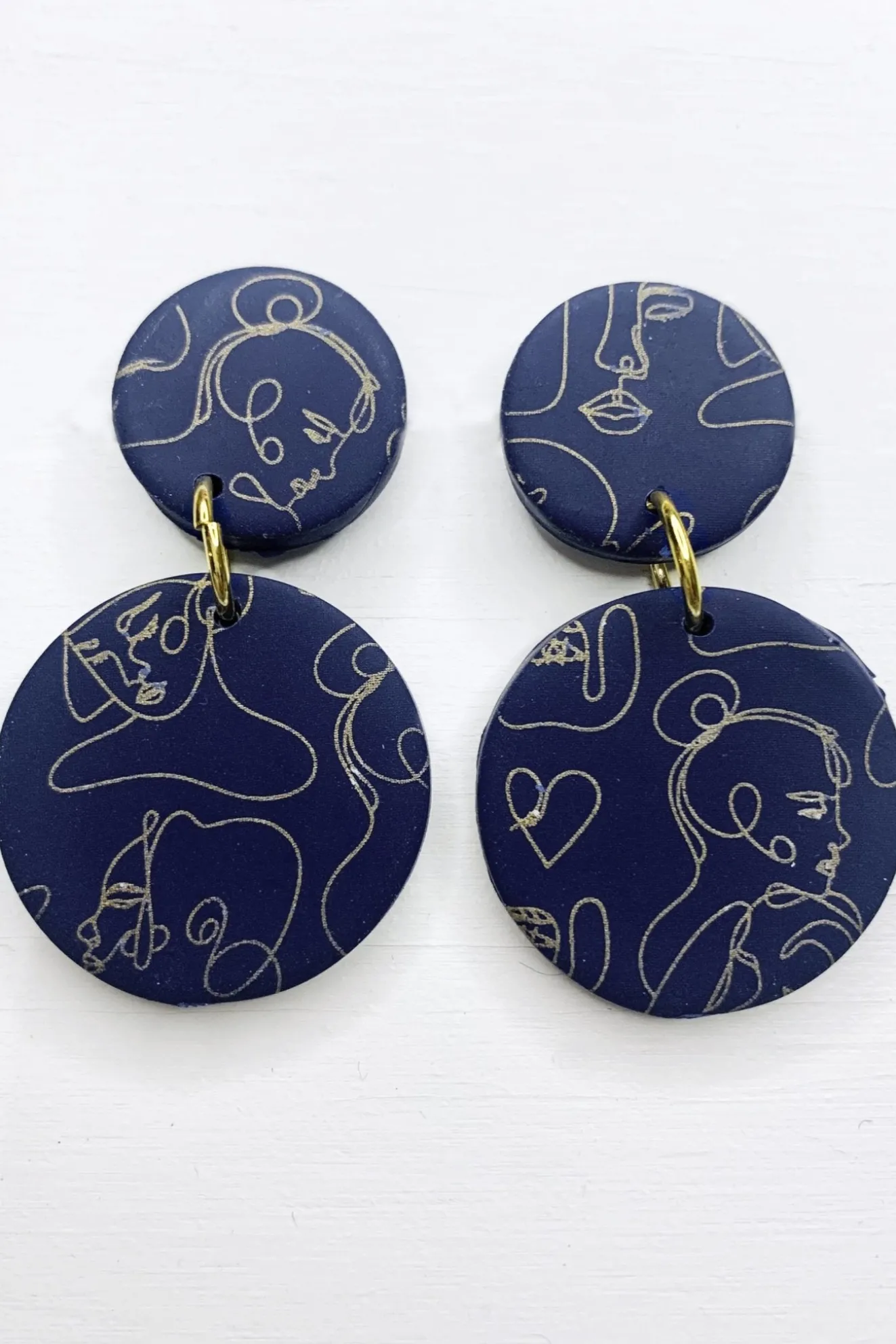 Faces Navy Medium Earrings