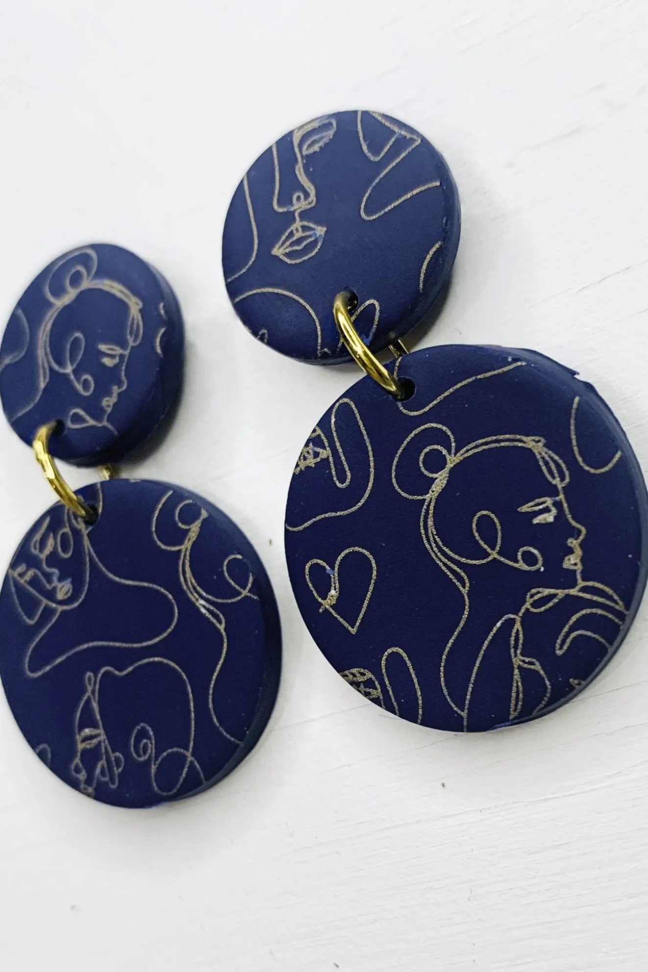 Faces Navy Medium Earrings