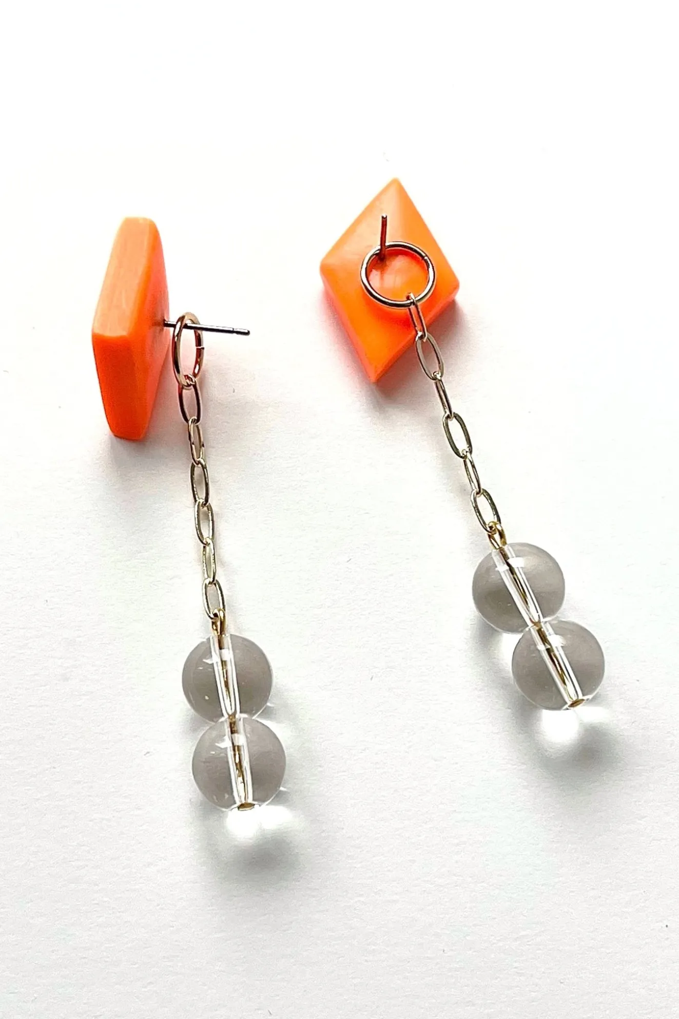 Gaia Orange With Glass Beads 2-In-1 Earrings