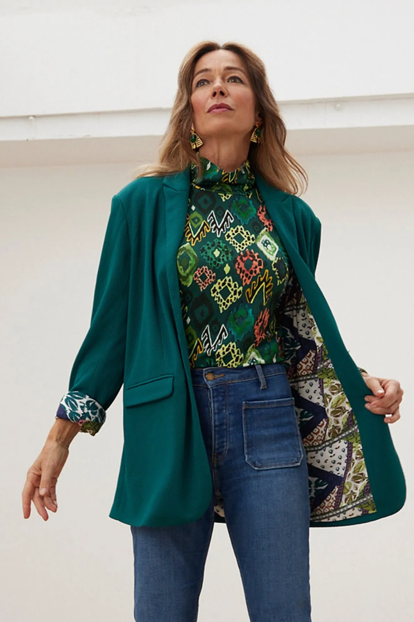 Pom Amsterdam Crafts Pacific Green Turtleneck Top