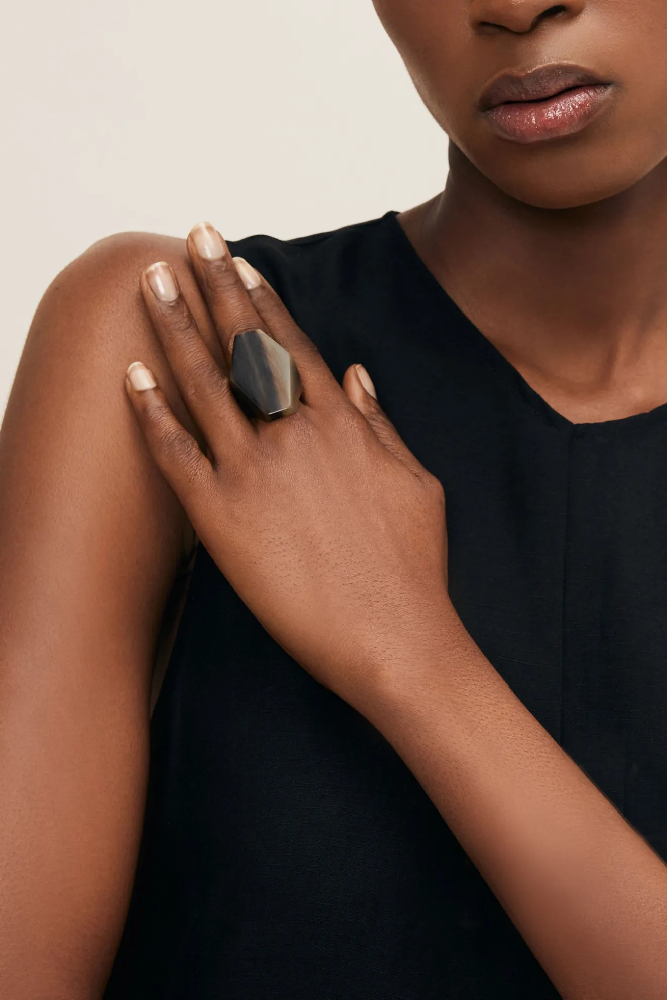 Brown Abstract Horn Ring