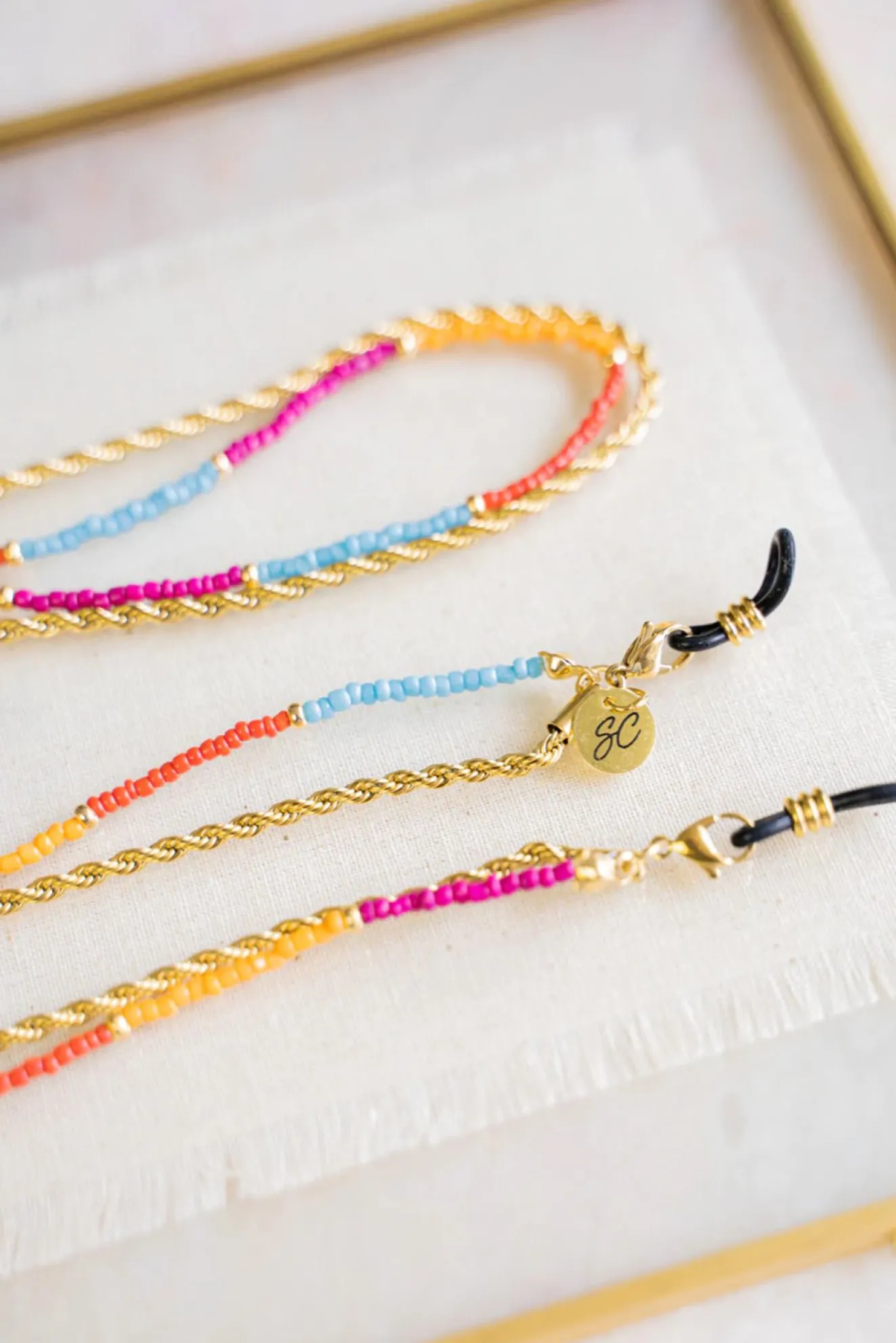 Pippa Colourful Beads & Gold Double Sunglasses Chain