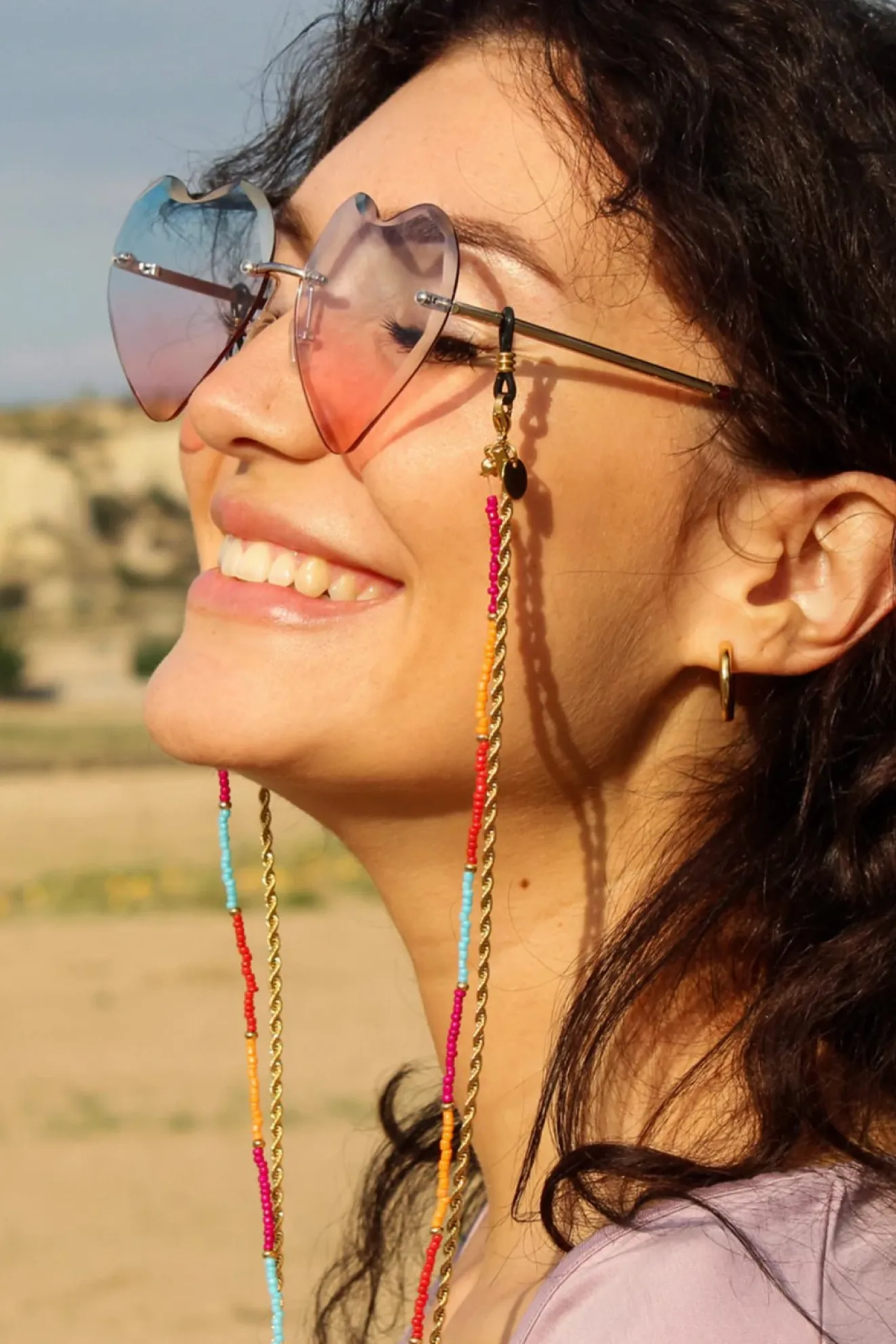 Pippa Colourful Beads & Gold Double Sunglasses Chain