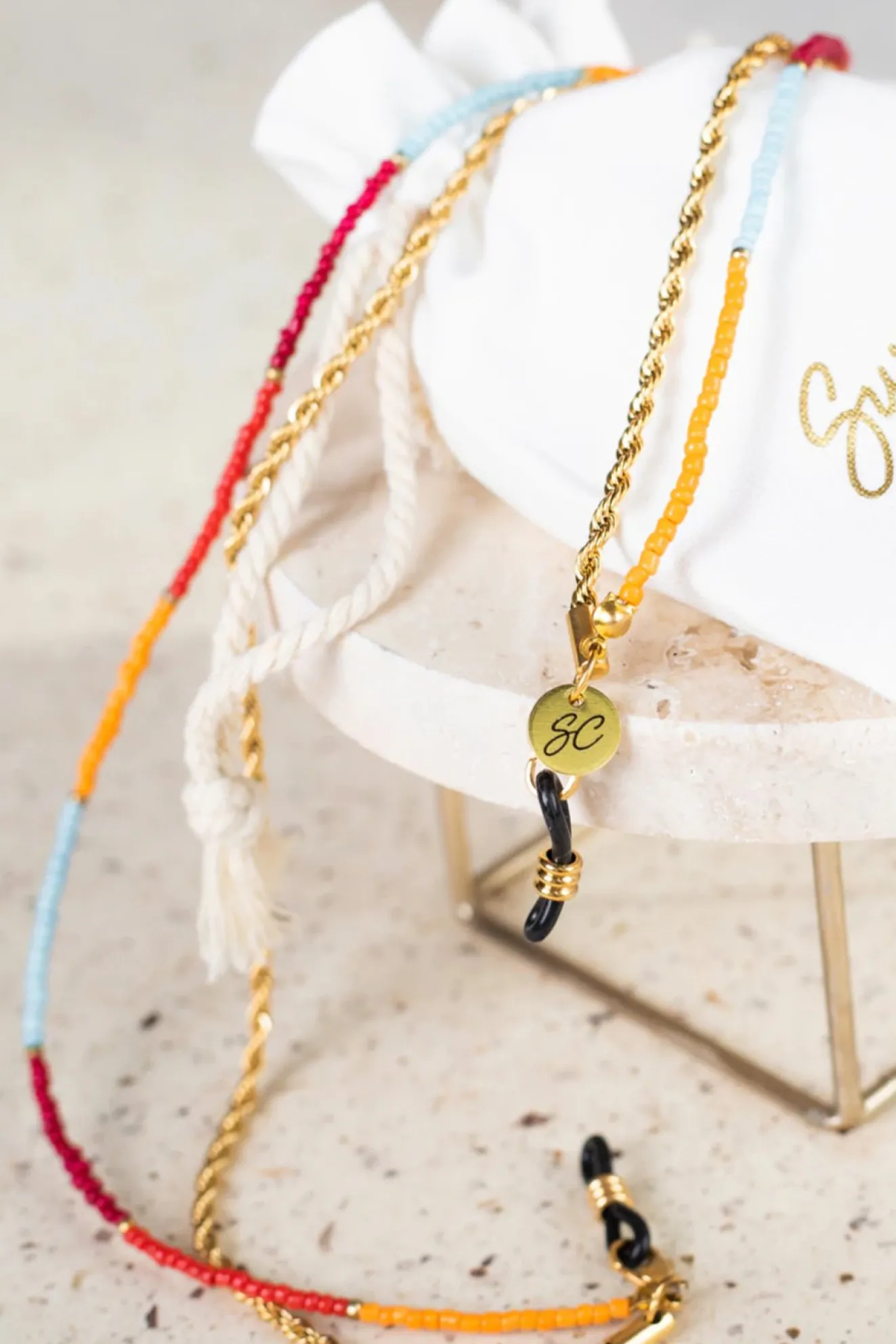 Pippa Colourful Beads & Gold Double Sunglasses Chain