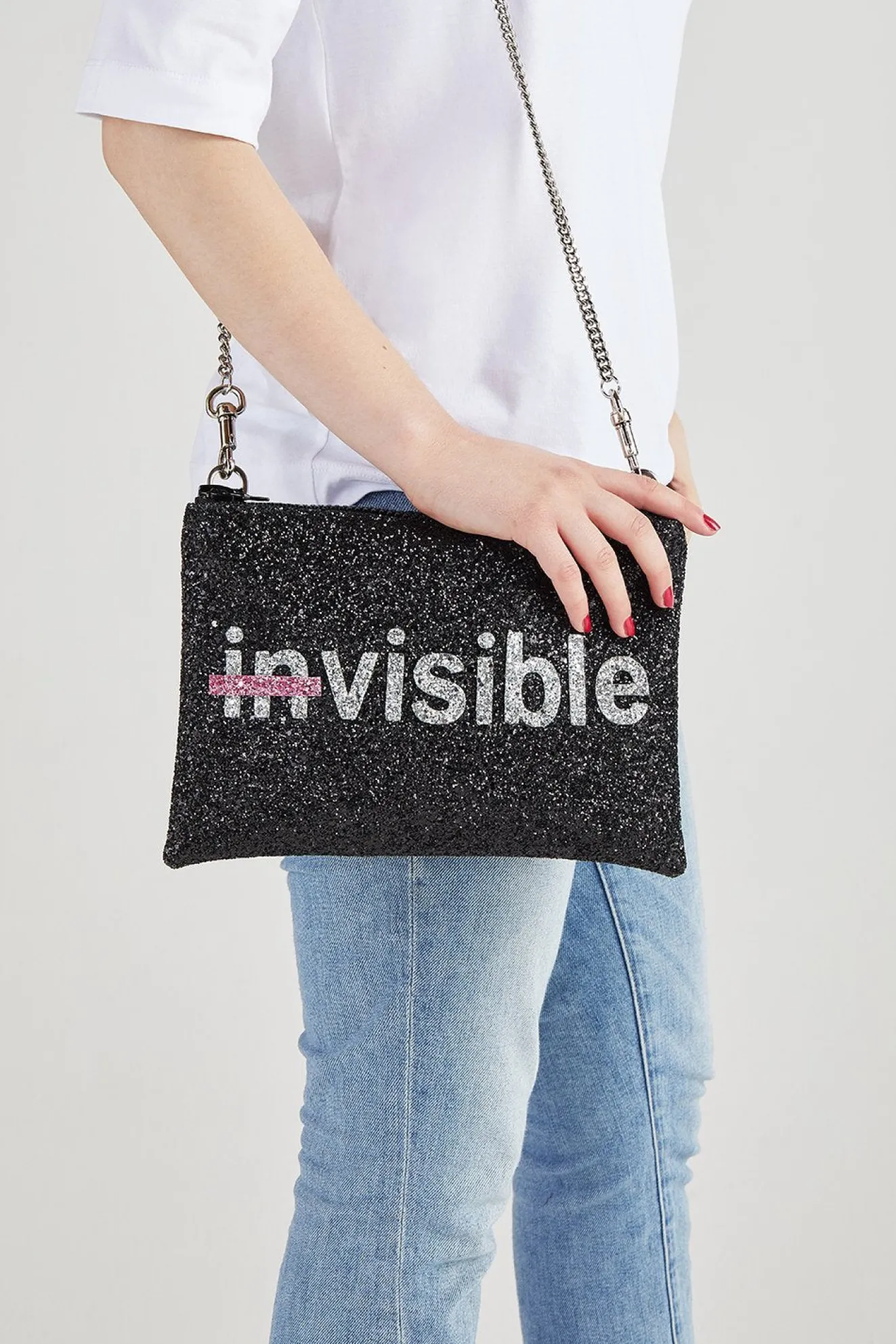 Strike Out Ageism Charity Glitter Reversible Clutch / Crossbody Bag