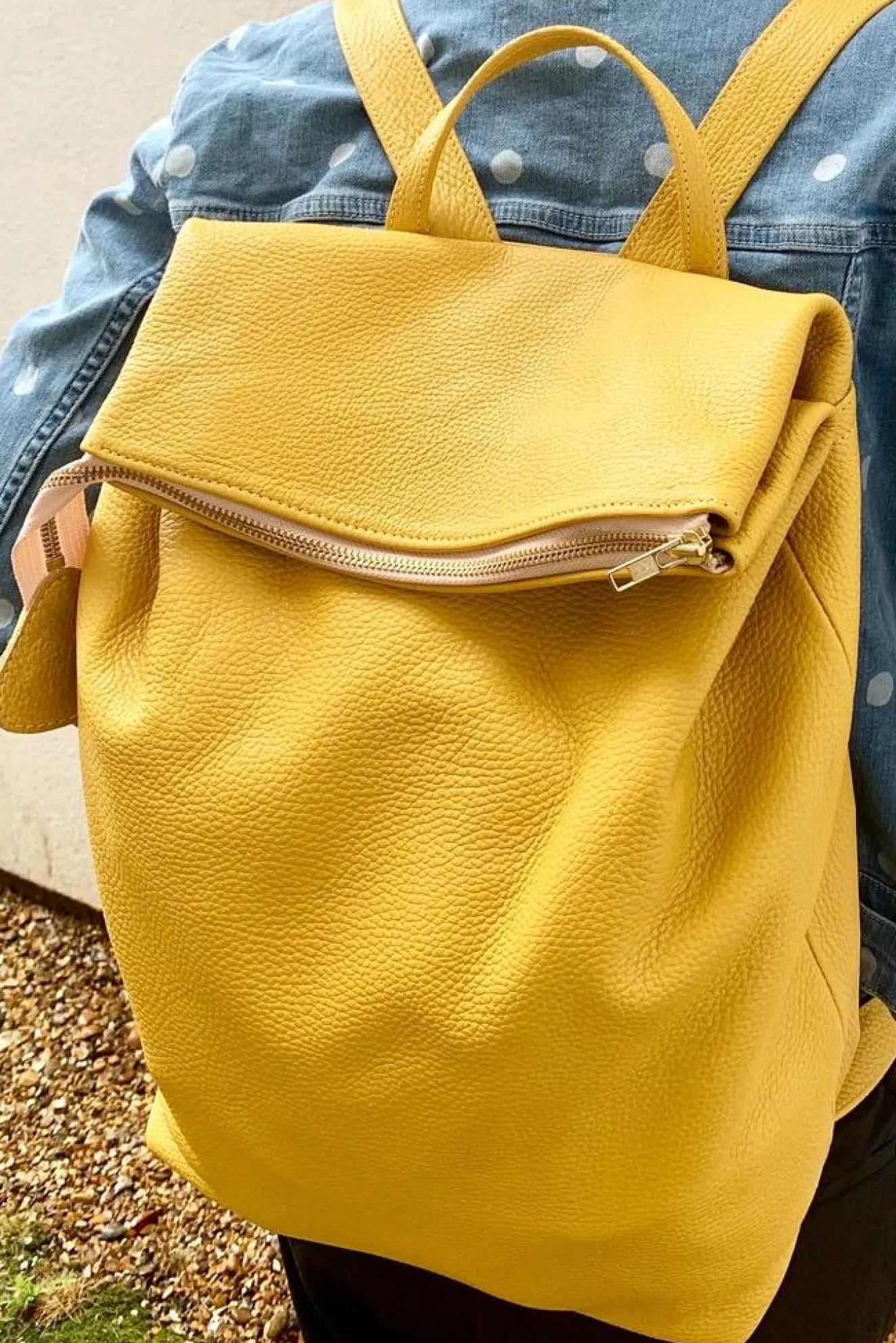 Nancy Yellow Leather Rucksack