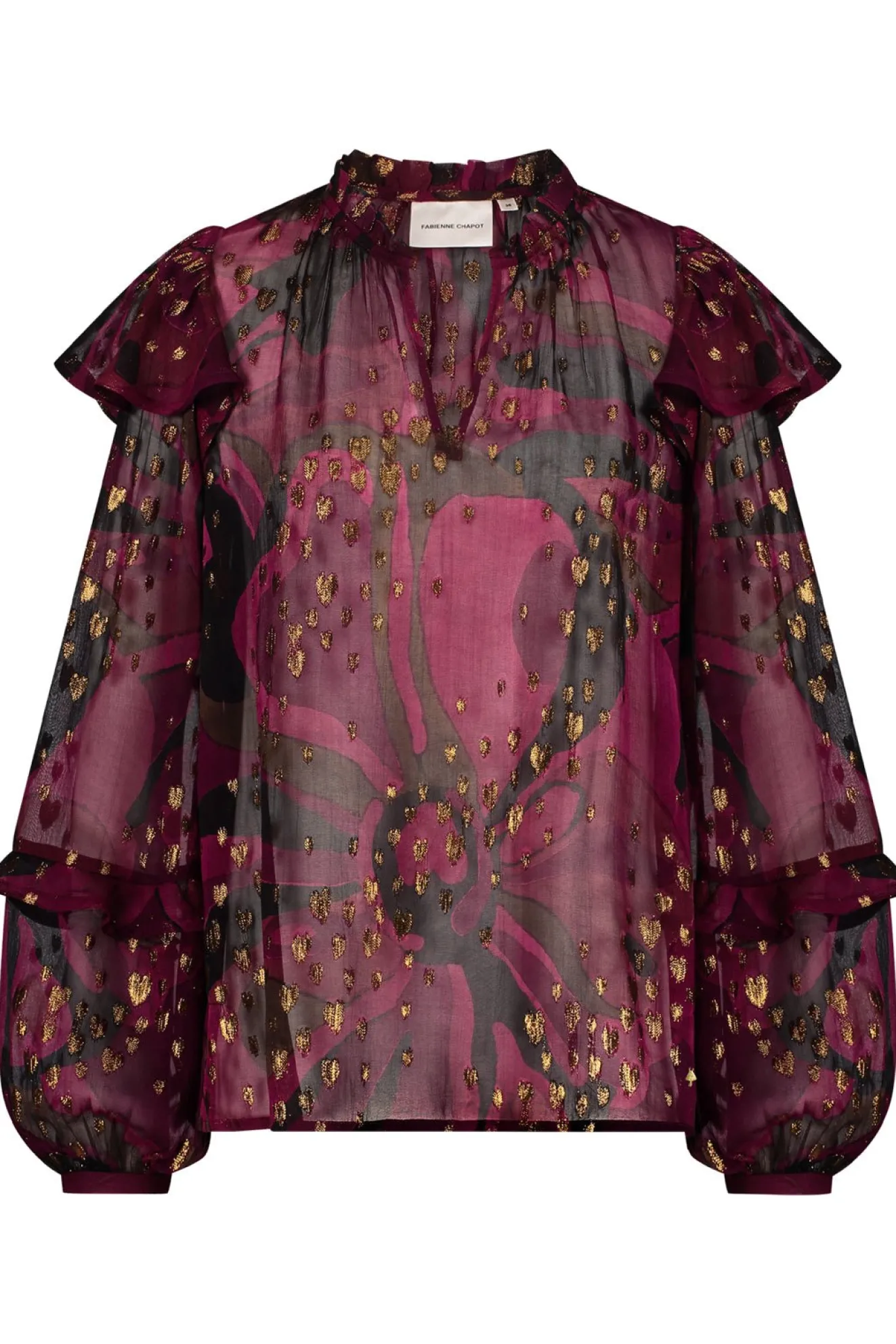 Fabienne Chapot Tina Bordeaux & Metallic Printed Blouse