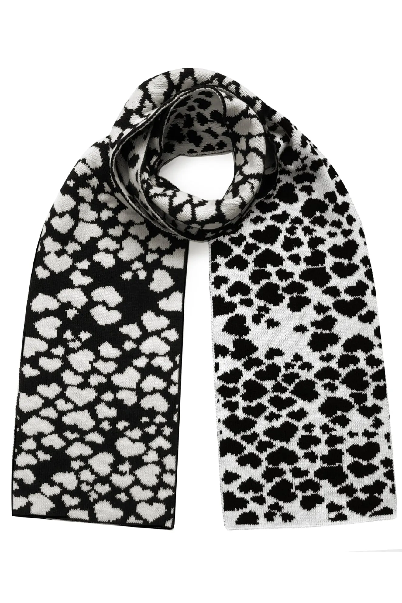 Hearts Wool & Cashmere Black Scarf