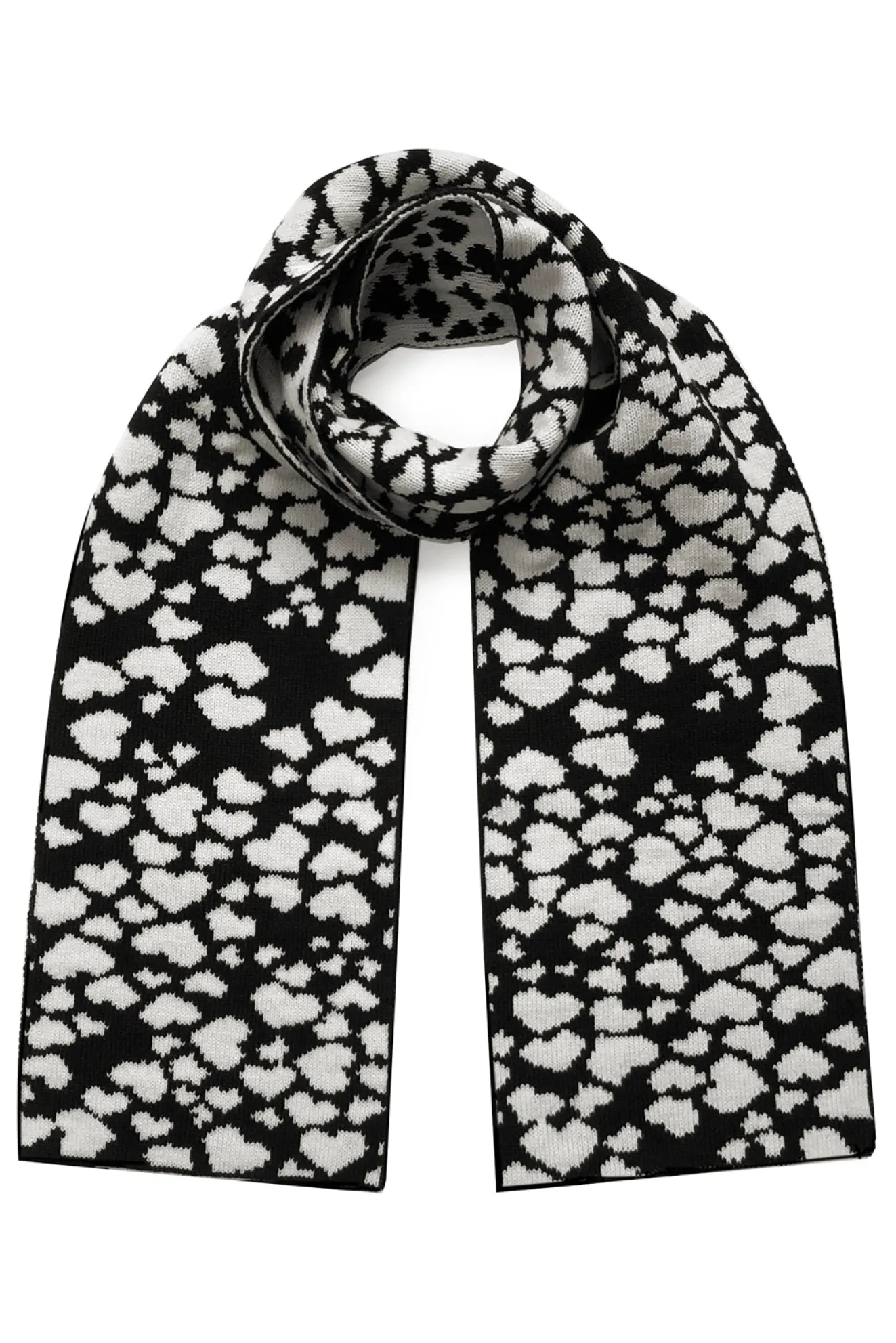 Hearts Wool & Cashmere Black Scarf