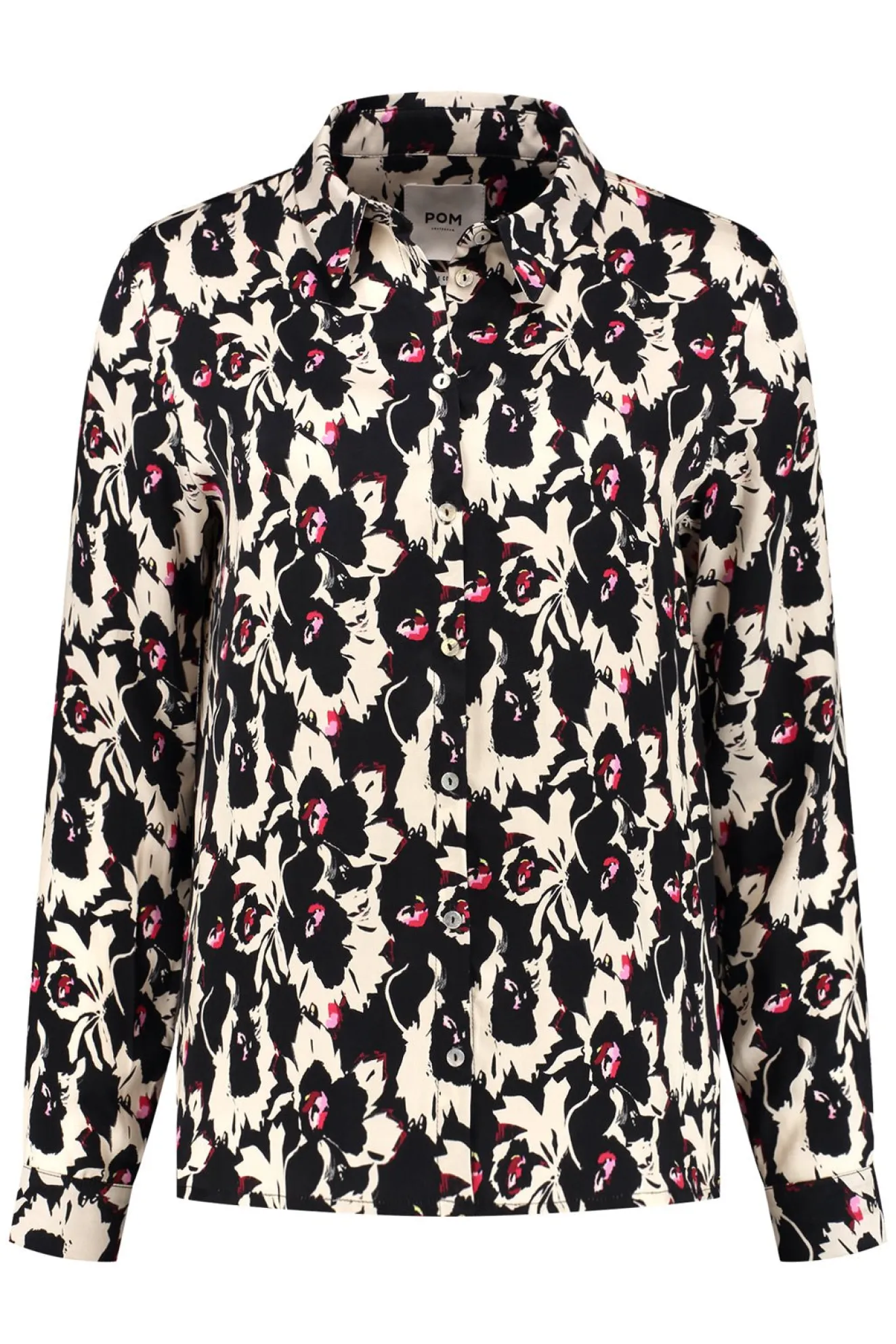 Pom Amsterdam Mila Flowers Black & White Blouse