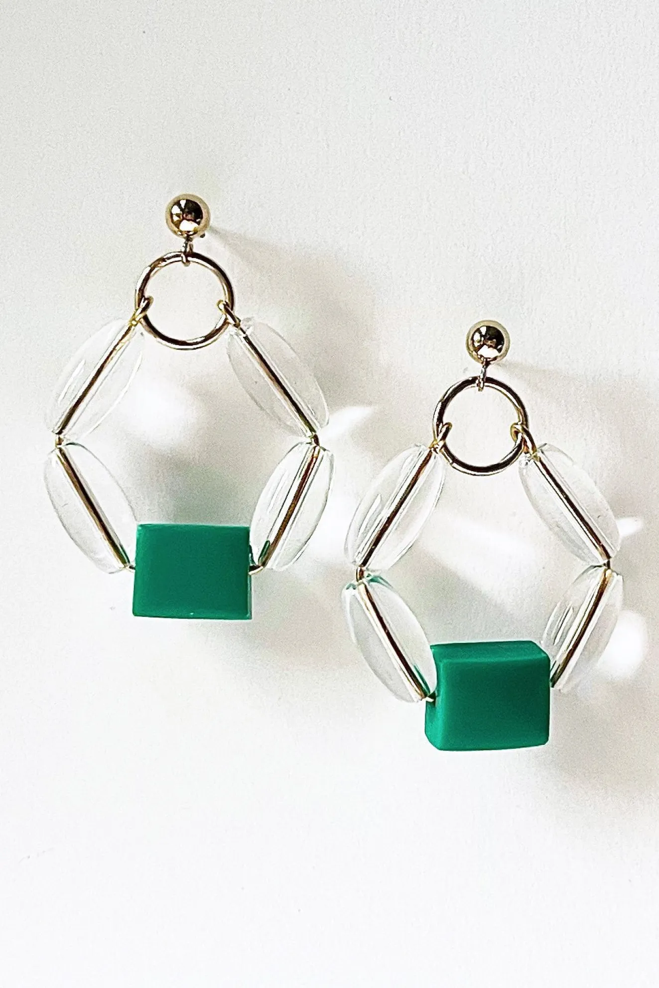Bubble Emerald Green Hoop Earrings